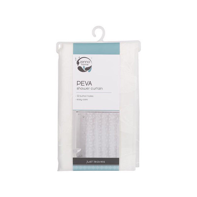 Zenna Home 72 in. H X 70 in. W White Just Leaves Shower Curtain PEVA, Pack of 3