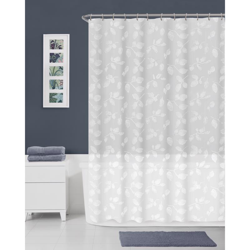 Zenna Home 72 in. H X 70 in. W White Just Leaves Shower Curtain PEVA, Pack of 3