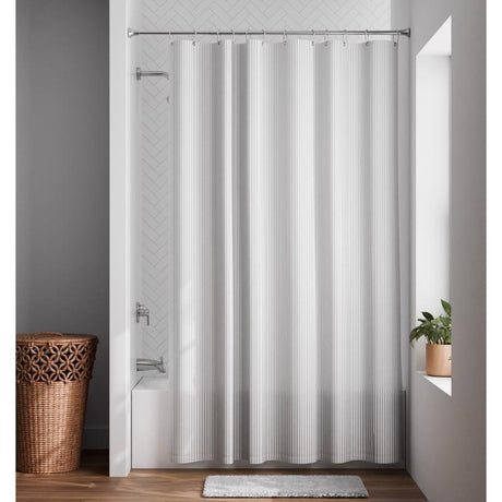 Zenna Home 72 in. H X 70 in. W White Striped Shower Curtain Liner Fabric, Pack of 4