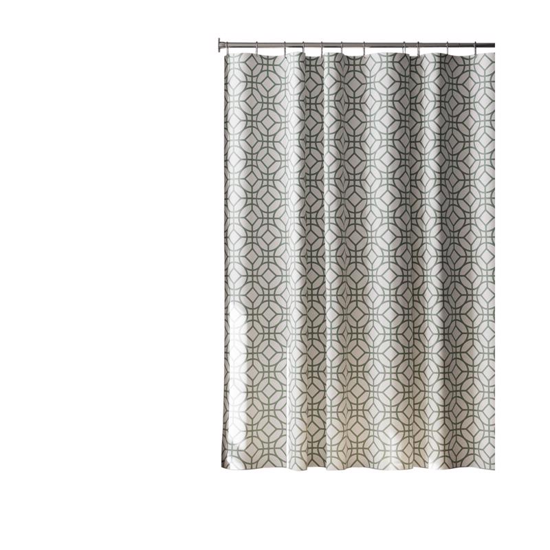 Zenna Home 72 in. H X 70 in. W Green Geometric Shower Curtain Fabric, Pack of 3