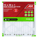 Ace 15 in. W X 20 in. H X 1 in. D Synthetic 8 MERV Pleated Air Filter 1 pk, Pack of 12