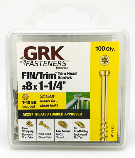 GRK Fasteners FIN/Trim 17720 Screw, #8 Thread, 1-1/4 in L, Trim Head, Star Drive, Steel, 100 PK