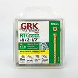 GRK Fasteners RT Series 119079 Screw, #8 Thread, 2-1/2 in L, Trim Head, Star Drive, Zip-Tip Point, Steel, Climatek, Gold