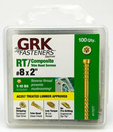 GRK Fasteners RT Series 119077 Screw, #8 Thread, 2 in L, Trim Head, Star Drive, Steel, Climatek, 100 PK