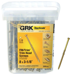GRK Fasteners FIN/Trim 115734 Finishing Screw, #8 Thread, 3-1/8 in L, Trim Head, Star Drive, Steel, Climatek-Coated