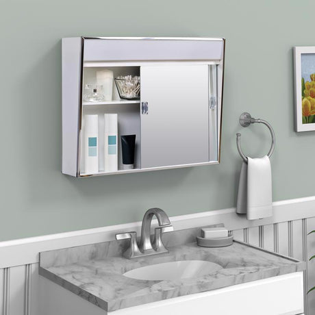 Zenna Home 18.25 in. H X 23.5 in. W X 5-1/2 in. D Rectangle Medicine Cabinet/Mirror