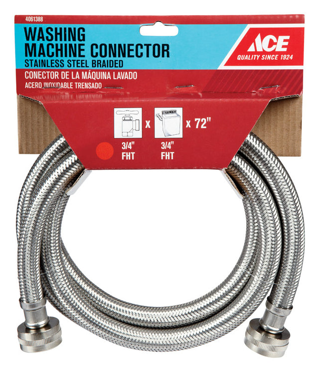 Ace 3/4 in. Hose Thread X 3/4 in. D Hose Thread 72 in. Stainless Steel Supply Line