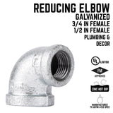 STZ Industries 3/4 in. FIP each X 1/2 in. D FIP Galvanized Malleable Iron 90 degree Reducing Elbow, Pack of 5
