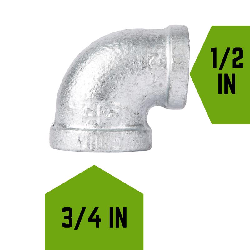 STZ Industries 3/4 in. FIP each X 1/2 in. D FIP Galvanized Malleable Iron 90 degree Reducing Elbow, Pack of 5