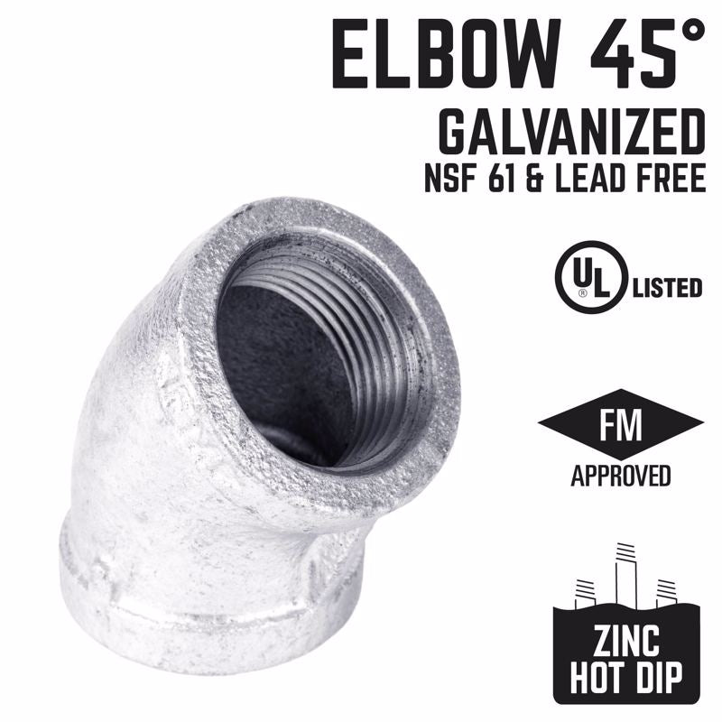 STZ Industries 1/8 in. FIP each X 1/8 in. D FIP Galvanized Malleable Iron 45 Degree Elbow