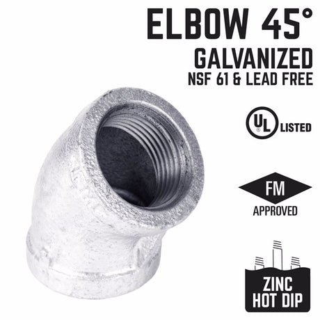 STZ Industries 1/8 in. FIP each X 1/8 in. D FIP Galvanized Malleable Iron 45 Degree Elbow