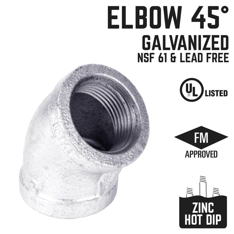 STZ Industries 1-1/2 in. FIP each X 1-1/2 in. D FIP Galvanized Malleable Iron 45 Degree Elbow