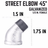 STZ Industries 1/2 in. FIP each X 1/2 in. D MIP Galvanized Malleable Iron 45 degree Street Elbow