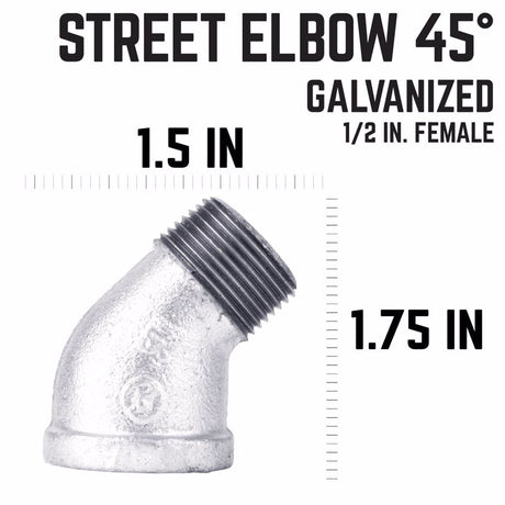 STZ Industries 1/2 in. FIP each X 1/2 in. D MIP Galvanized Malleable Iron 45 degree Street Elbow