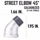STZ Industries 3/4 in. FIP each X 3/4 in. D MIP Galvanized Malleable Iron 45 degree Street Elbow