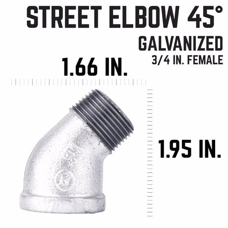 STZ Industries 3/4 in. FIP each X 3/4 in. D MIP Galvanized Malleable Iron 45 degree Street Elbow