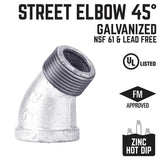 STZ Industries 1-1/2 in. FIP each X 1-1/2 in. D MIP Galvanized Malleable Iron 45 degree Street Elbow