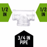 STZ Industries 1/2 in. FIP each X 1/2 in. D FIP FIP Galvanized Malleable Iron Reducing Tee