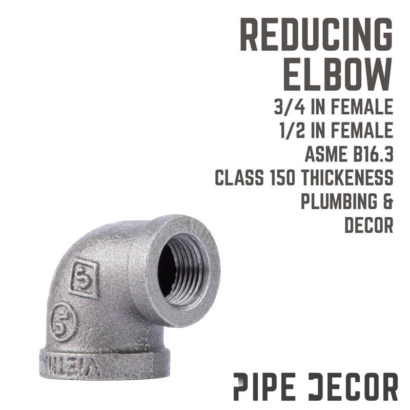STZ Industries 3/4 in. FIP each X 1/2 in. D FIP Black Malleable Iron 90 degree Reducing Elbow