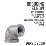 STZ Industries 3/4 in. FIP each X 1/2 in. D FIP Black Malleable Iron 90 degree Reducing Elbow