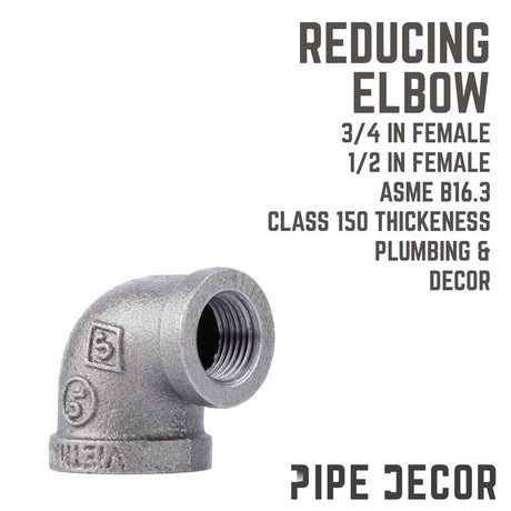 STZ Industries 3/4 in. FIP each X 1/2 in. D FIP Black Malleable Iron 90 degree Reducing Elbow