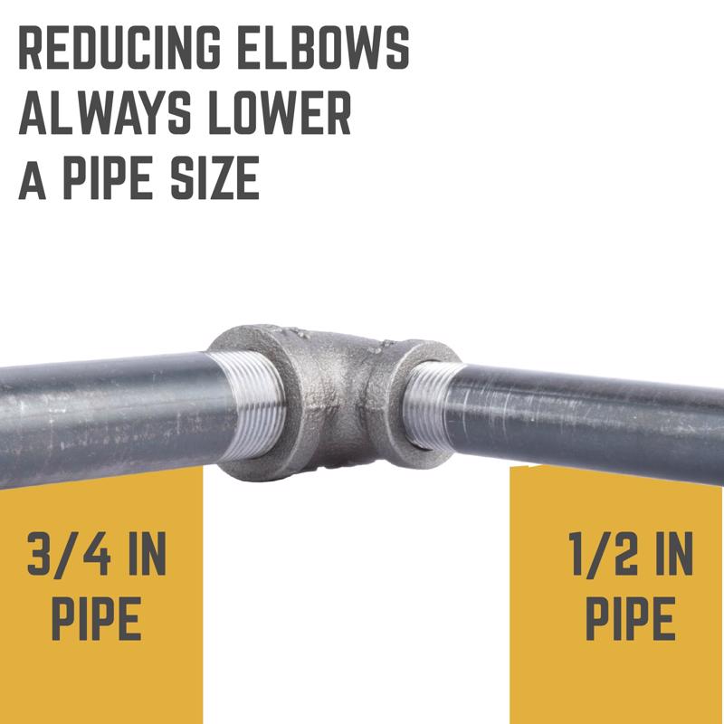STZ Industries 3/4 in. FIP each X 1/2 in. D FIP Black Malleable Iron 90 degree Reducing Elbow