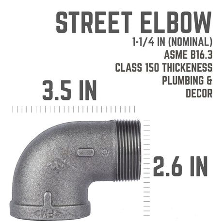 STZ Industries 1-1/4 in. MIP each X 1-1/4 in. D FIP Black Malleable Iron 90 Degree Street Elbow