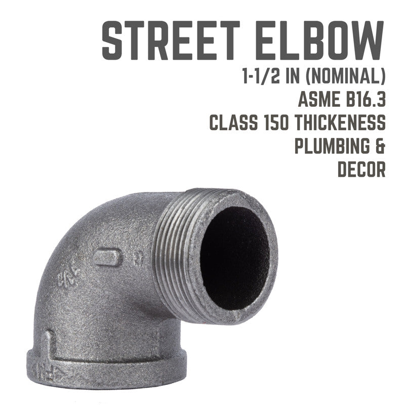 STZ Industries 1-1/2 in. MIP each X 1-1/2 in. D FIP Black Malleable Iron 90 Degree Street Elbow