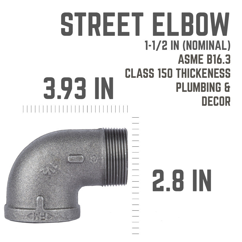 STZ Industries 1-1/2 in. MIP each X 1-1/2 in. D FIP Black Malleable Iron 90 Degree Street Elbow