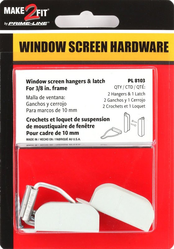 Make-2-Fit PL 8103 Top Hanger and Bottom Latch, Aluminum, Painted, White, For: 3/8 in Screen Frame