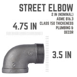 STZ Industries 2 in. FIP each X 2 in. D MIP Black Malleable Iron 90 Degree Street Elbow
