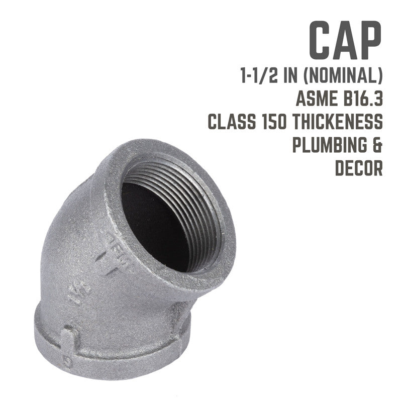 STZ Industries 1-1/2 in. FIP each X 1-1/2 in. D FIP Black Malleable Iron 45 Degree Elbow