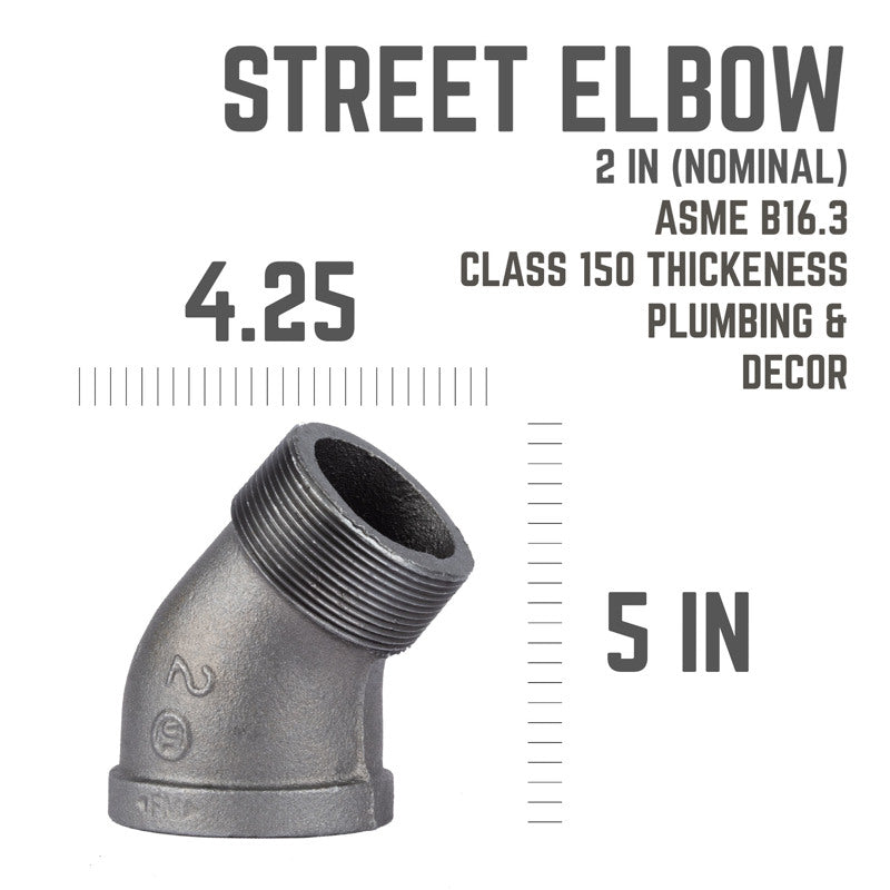 STZ Industries 2 in. MIP each X 2 in. D FIP Black Malleable Iron 45 degree Street Elbow