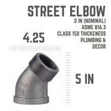 STZ Industries 2 in. MIP each X 2 in. D FIP Black Malleable Iron 45 degree Street Elbow
