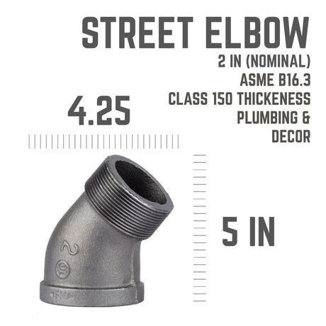 STZ Industries 2 in. MIP each X 2 in. D FIP Black Malleable Iron 45 degree Street Elbow