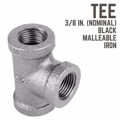 STZ Industries 3/8 in. FIP each X 3/8 in. D FIP 3/8 in. D FIP Black Malleable Iron Tee