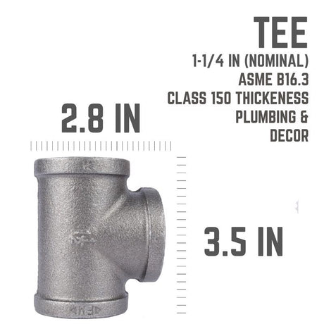 STZ Industries 1-1/4 in. FIP each X 1-1/4 in. D FIP 1-1/4 in. D FIP Black Malleable Iron Tee
