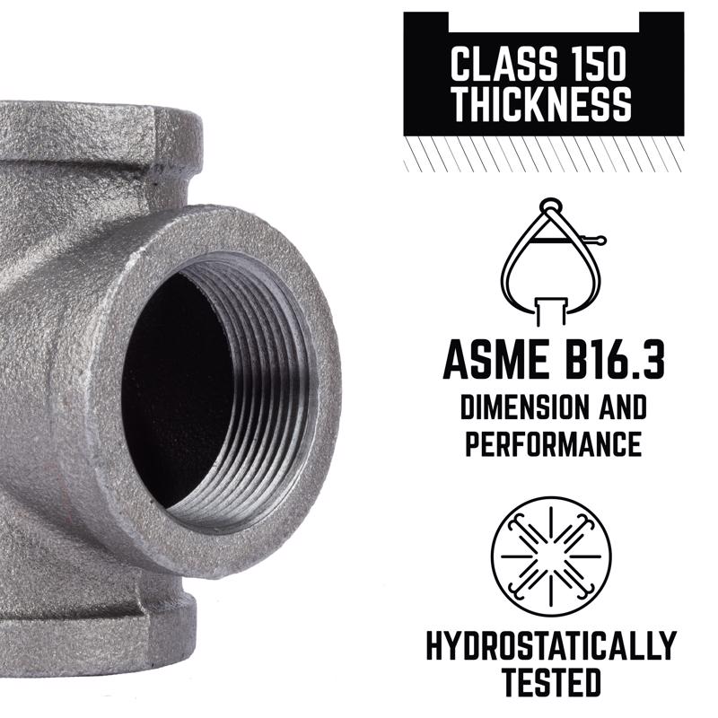 STZ Industries 1-1/2 in. FIP each X 1-1/2 in. D FIP 1-1/2 in. D FIP Black Malleable Iron Tee