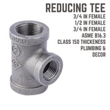 STZ Industries 3/4 in. FIP each X 3/4 in. D FIP 1/2 in. D FIP Black Malleable Iron Reducing Tee