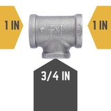 STZ Industries 1 in. FIP each X 1 in. D FIP 3/4 in. D FIP Black Malleable Iron Reducing Tee