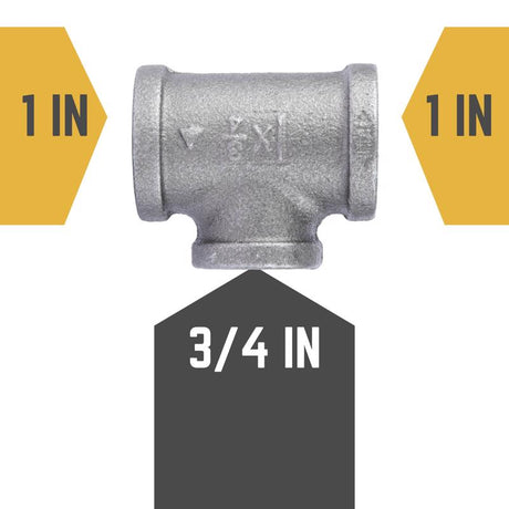 STZ Industries 1 in. FIP each X 1 in. D FIP 3/4 in. D FIP Black Malleable Iron Reducing Tee