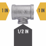 STZ Industries 1 in. FIP each X 1 in. D FIP 1/2 in. D FIP Black Malleable Iron Reducing Tee
