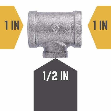 STZ Industries 1 in. FIP each X 1 in. D FIP 1/2 in. D FIP Black Malleable Iron Reducing Tee