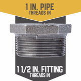 STZ Industries 1-1/2 in. MIP each X 1 in. D FIP Black Malleable Iron Hex Bushing