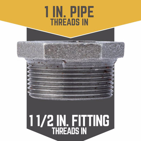 STZ Industries 1-1/2 in. MIP each X 1 in. D FIP Black Malleable Iron Hex Bushing