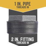 STZ Industries 2 in. MIP each X 1 in. D Black Malleable Iron Hex Bushing