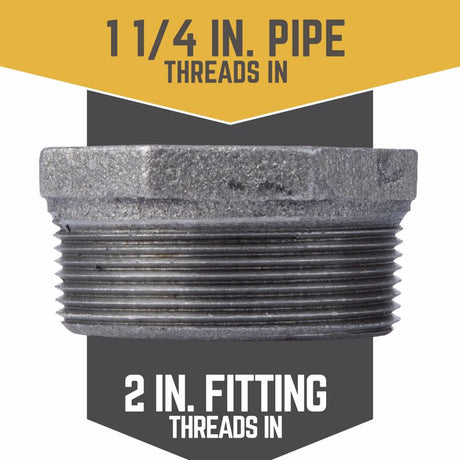 STZ Industries 2 in. MIP each X 1-1/4 in. D FIP Black Malleable Iron Hex Bushing