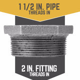 STZ Industries 2 in. MIP each X 1-1/2 in. D FIP Black Malleable Iron Hex Bushing