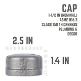 STZ Industries 1-1/2 in. FIP each Black Malleable Iron Cap