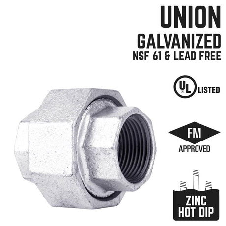 STZ Industries 1-1/2 in. FIP each X 1-1/2 in. D FIP Galvanized Malleable Iron Union